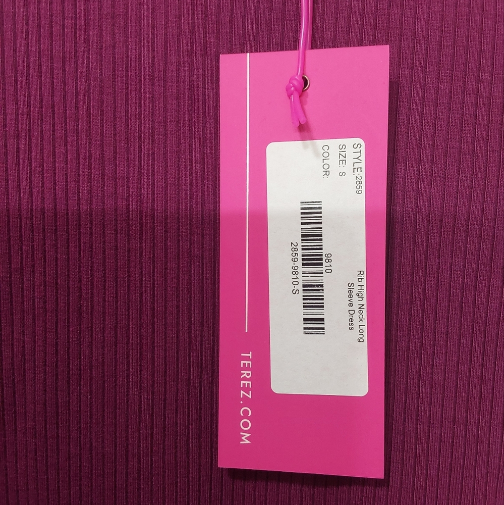 TEREZ NWT Purple/ Black Raspberry Ribbed Dress - Picture 5 of 5